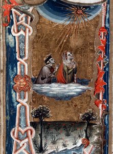 Portrait du poète italien Dante Alighieri avec Béatrice, dans la Divine Comédie - miniature
