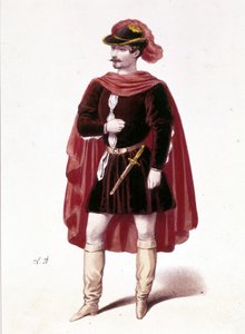 Portrait du ténor français Louis Gueymard (1822 - 1880) dans le rôle de Henri dans le premier acte de "I vespri siciliani" (Les vêpres siciliennes) de Giuseppe Verdi