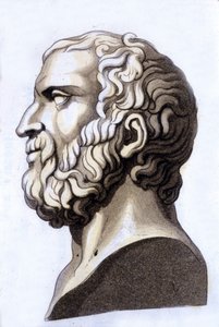 Portrait du philosophe grec Zénon de Citium (335 av. J.-C. - 264 av. J.-C.), fondateur du stoïcisme. Gravure du 19ème siècle.
