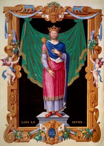 Portrait du roi de France Louis VII le jeune (1120-1180). Miniature dans le Recueil des rois de France par Jean du Tillet - Unknown artist