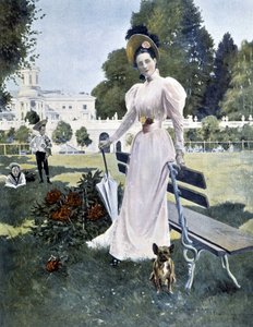 Portrait de la princesse russe Youssopoff dans un parc en 1844