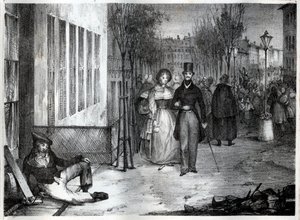 Promenade sur les boulevards à Paris au 19ème siècle - gravure