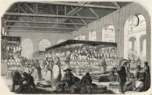 Quai des Augustins : Marché de la Vallée - Gravure dans « Tableau de Paris » par Edmond Texier
