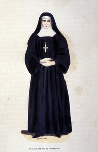 Religieuse de la Visitation, un ordre fondé par Saint François de Sales et Sainte Jeanne de Chantal en 1610. Gravure du 19ème siècle.