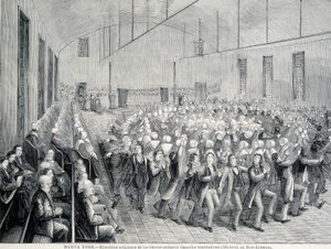 Procession religieuse des Shakers à New York. Illustration du 19ème siècle