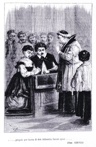 Mariage de Renzo et Lucia. Gravure dans « Les fiancés » (I promessi Sposi) d