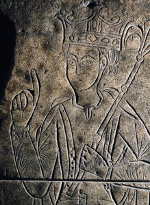 Représentation de Sanchez II Garcia (1010-1029), Comte de Castille. Bas-relief sculpté sur la tombe du Monastère de San Salvador, à Ona (Espagne).