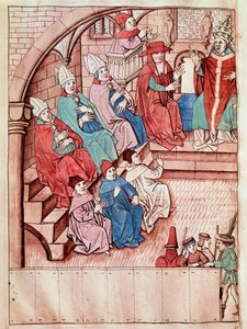 Représentation du Concile de Constance entre 1414 et 1418, en haut le pape Martin V