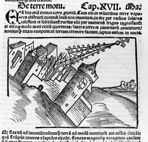 Représentation du tremblement de terre au 16ème siècle.