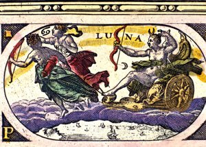 Représentation de la lune. Gravure du 17ème siècle.