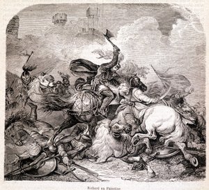 Richard en Palestine. Illustration dans "Histoire des papes, rois, reines, empereurs, à travers les siècles" par Maurice Lachatre 1857 - Unknown artist