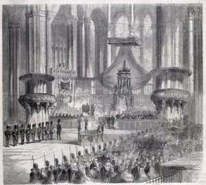 Risorgimento - Célébration du Te Deum dans la cathédrale de Milan en présence des rois d