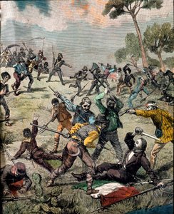 Risorgimento : le révolutionnaire italien Carlo Pisacane est attaqué par des paysans à Sapri le 28/06/1857
