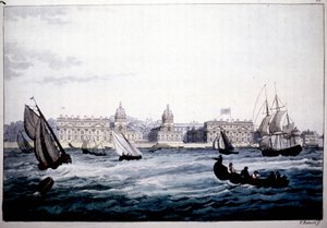 Hôpital Royal de Greenwich sur la Tamise, Angleterre. - Unknown artist
