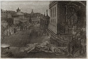 Bible de Royaumont, Nouveau Testament : Mort des deux Prophètes. La vision de Saint Jean des deux prophètes morts, qui ressuscitent ensuite. Septième trompette de l