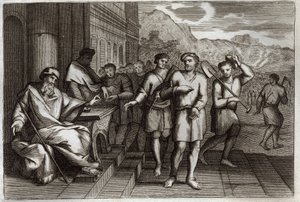 Bible de Royaumont, Nouveau Testament : Parabole des ouvriers de la onzième heure. Illustration de 1811. - Unknown artist