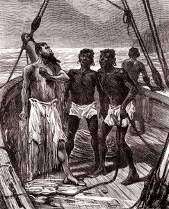 Transport de caoutchouc sur le fleuve Maroni, Guyane - Unknown artist