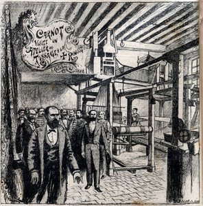 Sadi Carnot (1837-1894) visite un atelier de Canut, 8 octobre