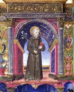 Saint Antoine de Padoue (san antonio di padova). Manuscrit du 15ème siècle. Biblioteca nazionale Braidense. Milan