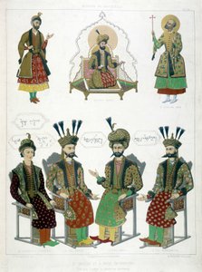 Saint Chalva (en haut à droite) et quatre rois géorgiens du XVIe siècle
