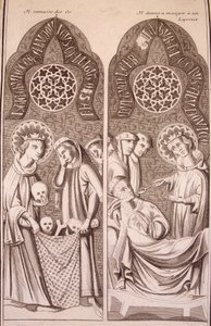 Saint Louis ramasse des os et donne de la nourriture aux lépreux