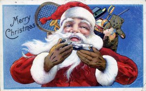 Père Noël et sa hotte de jouets - Carte postale américaine, fin du XIXe siècle - Unknown artist