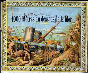 Scaphandrier et bateau naufragé - dans « 1000 mètres sous les mers » par Jules Verne - Unknown artist