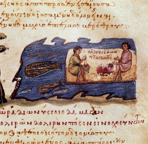 Scène de pêche nocturne. Miniature de 