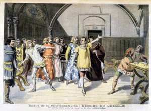 Scène de la pièce « Messire Du Guesclin », drame de Paul Déleède, joué au théâtre de la Porte Saint Martin. Dans Le petit journal, le 03/11/1895 - Unknown artist