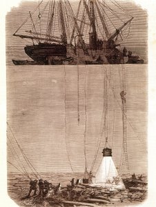 Recherche de galions espagnols naufragés dans la baie de Vigo en 1702. Page tirée de « Emporio Picturesco » 1871 - Unknown artist