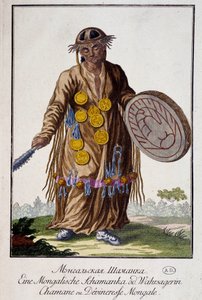 Chaman ou devineresse mongole - Gravure