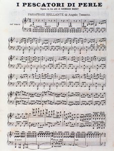 Page de partition pour Les Pêcheurs de perles, opéra de Georges Bizet