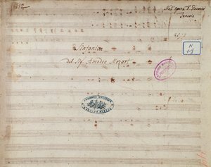 Page de partition de la symphonie de Don Giovanni, opéra de Mozart (1812)