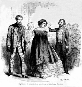 Expériences de somnambulisme : magnétisme et hypnose au Bazar de la Bonne-Nouvelle, gravure de 1885 - Unknown artist