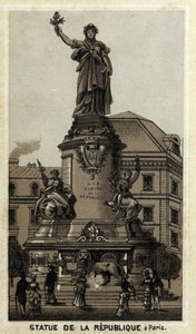 Statue de la République, Place de la République à Paris. Chromolithographie de la fin du 19ème siècle - Unknown artist