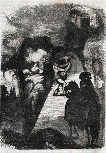 Lutte entre Roland et Rodomont - gravure de 1851 de « Roland furieux » (Orlando furioso) (16ème siècle) par Ludovico Ariosto, dit l