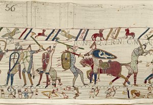Les Normands combattent et tuent ceux qui étaient avec le roi Harold, Tapisserie de Bayeux