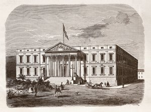 Le Parlement espagnol (Congreso de los Diputados), Madrid. Gravure du 19e siècle