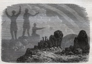 Le Spectre du Brocken dans les montagnes du Harz - spectre de Brocken - gravure de 1877 - Unknown artist