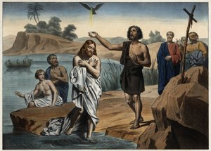 Le baptême du Christ. Gravure anonyme du milieu du XIXe siècle.