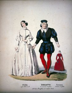Les personnages de Gilda, Rigoletto et Giovanna dans l