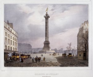 La colonne de Juillet (Place de la Bastille) vue du Boulevard Beaumarchais