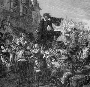 Le commandant de la garnison tué sur les barricades à Paris (début de la Fronde) - dans « Histoire des papes, rois, reines, empereurs à travers les siècles » par Lachartre, XIXe siècle