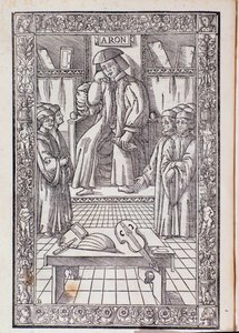Le compositeur et théoricien musical Pietro Aaron parmi ses étudiants. Illustration de Toscanello in musica - Unknown artist