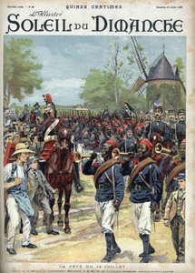 La fête du 14 juillet : le commandant Marchand à la tête des cavaliers sénégalais. Gravure dans Le sun-du-dimanche, 23 juillet - Unknown artist