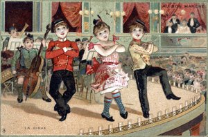 La gigue : danse folklorique. Chromo de la fin du 19ème siècle