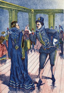 Le fils du roi fait danser Cendrillon. Illustration pour « Cendrillon », conte de Charles Perrault (1628-1703), écrivain français. Imagerie Marcel Vagne, Jarville Nancy, sans date (fin du XIXe siècle)