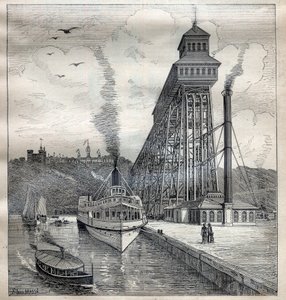 Les ascenseurs de Weehawken aux États-Unis - Gravure dans « La Science française »