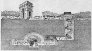 La station de métro "Étoile" à Paris. Gravure de 1895