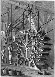 La nouvelle machine à imprimer les papiers peints. Gravure dans le journal illustré « La jeunesse »